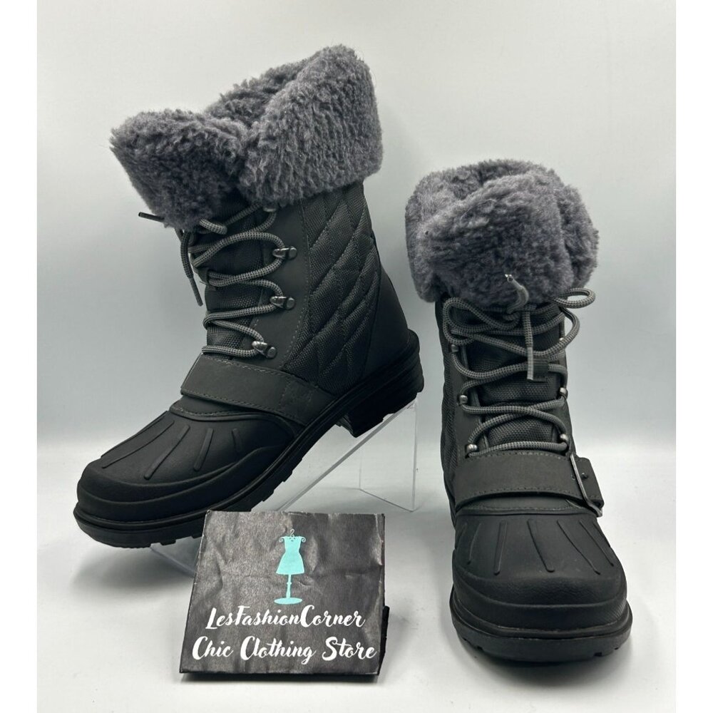 Bearpaw Women's Gray Quilted Delta Winter Waterproof Insulated Boots Size 9 3245